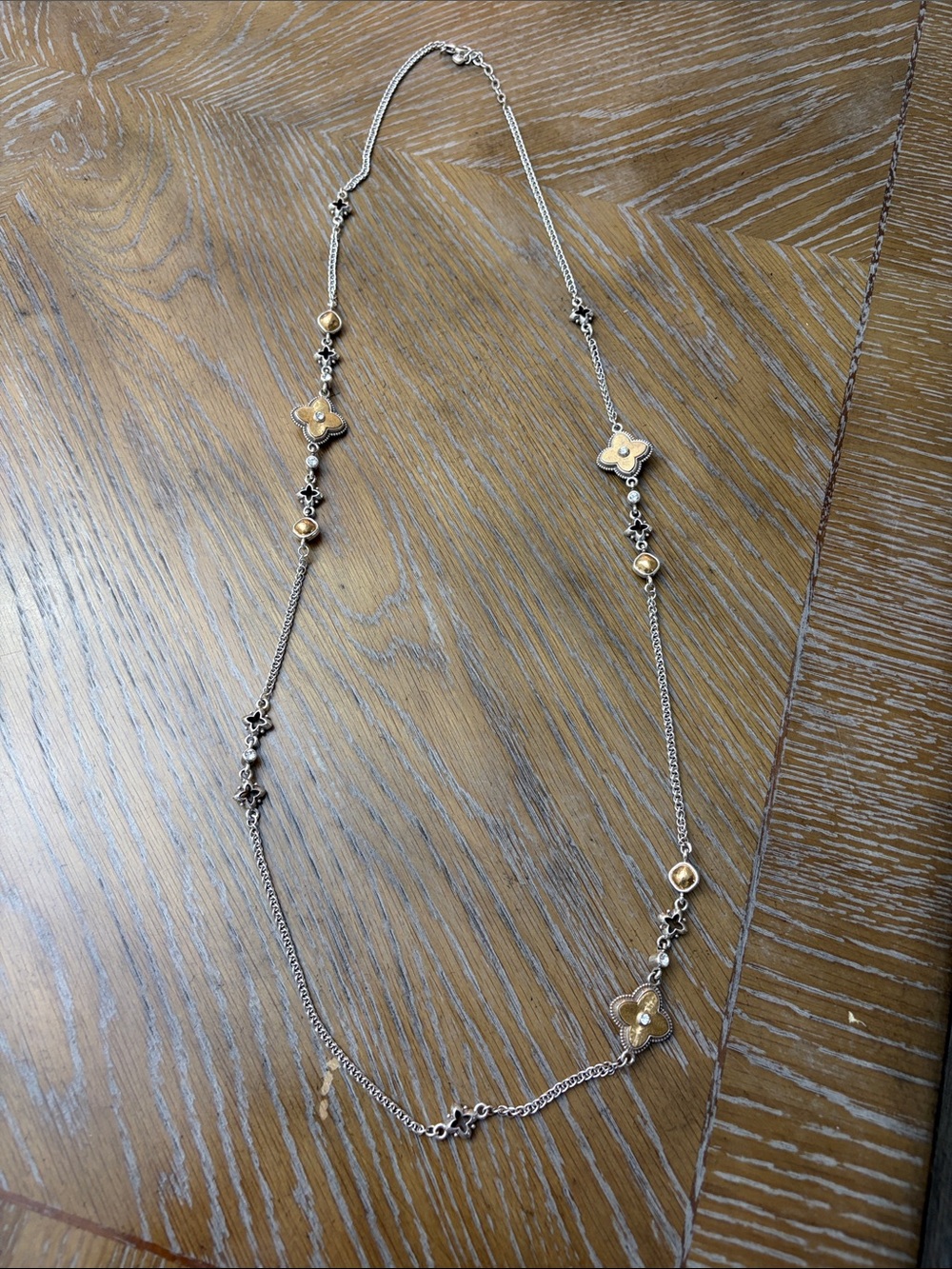 Brighton Two-Tone Floral Station Necklace in Silver and Gold
